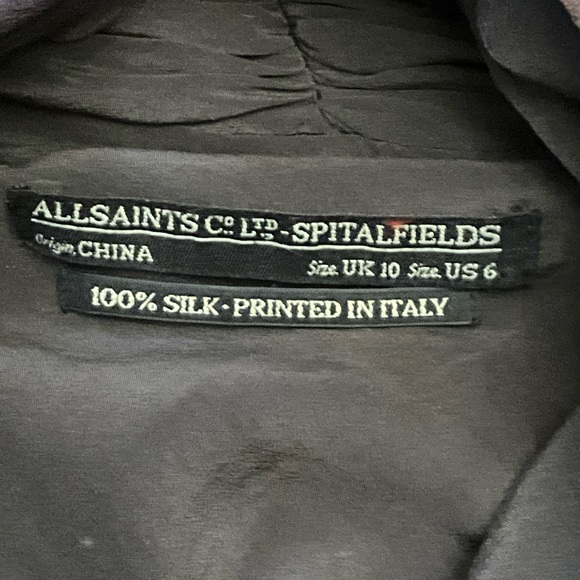 ALLSAINTS spitalfields Poisen dark bird print silk wrap dress - Picture 5 of 12